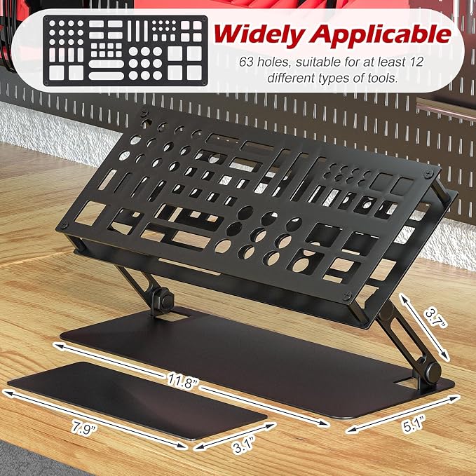 Screwdriver Organizer Holder Rack: Height Adjustable (Black) | Angle Adjustable Screwdriver Storage for Desktop - Carbon Steel Tool Shelf for rc Repair, Plier