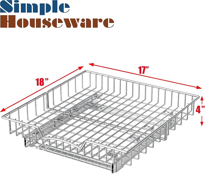 Simple Houseware Under Cabinet Pull Out Sliding Shelf Drawer, 18Dx17W | for Kitchen Organizer