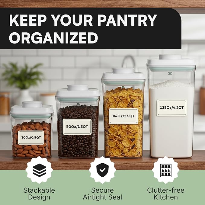 Bop Top Airtight Food Storage Containers | Pop-Top Lid | 10.5 Cups / 84 Oz | kitchen canister set, for flour, sugar, snacks, pasta, baking