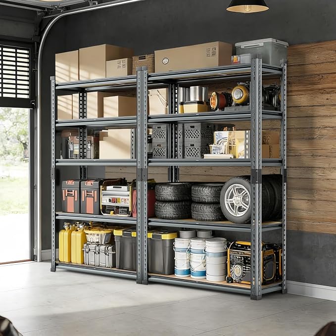 Garage Storage Shelves 36" W x 12" D x 72" H, 2300 LBS Heavy Duty Shelving Unit 5-Tier Adjustable, Extra Wide Boltless Metal Storage Rack for Garage Warehouse Basement