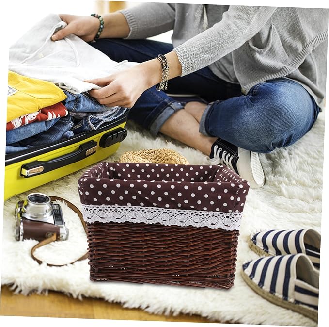 ABOOFAN Woven Storage Basket Capacity Decorative Wicker for Shelves Cube Organizer for Bedroom Room Bathroom Laundry and Pantry Handwoven Design