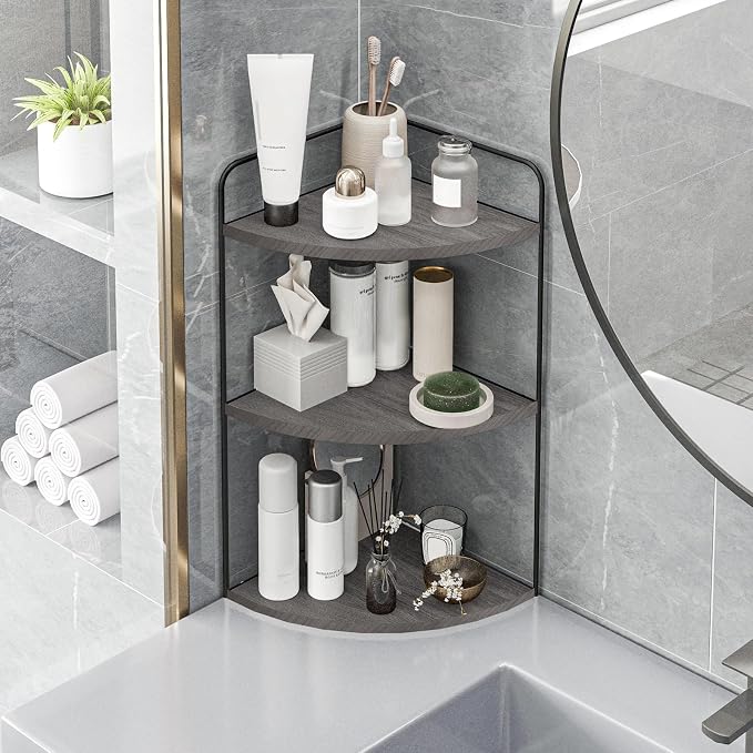 Bathroom Counter Organizer, Vanity & Makeup Countertop Organizer | Corner Bathroom Counter Organizer, Bathroom Sink Organizer, Bathroom Counter Shelf, Countertop Organizer, Corner Desk Shelf