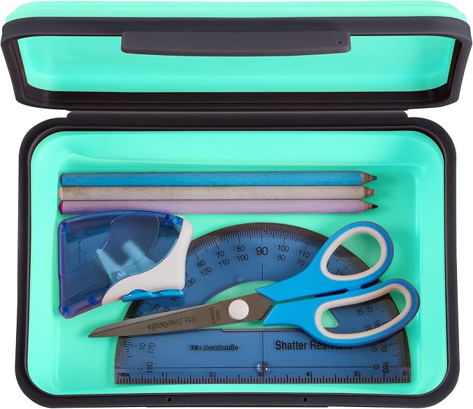 It's Academic Flexi Storage Boxes with Lids, Collapsible Pencil Case for Craft and School Supplies, Assorted (Pack of 12)