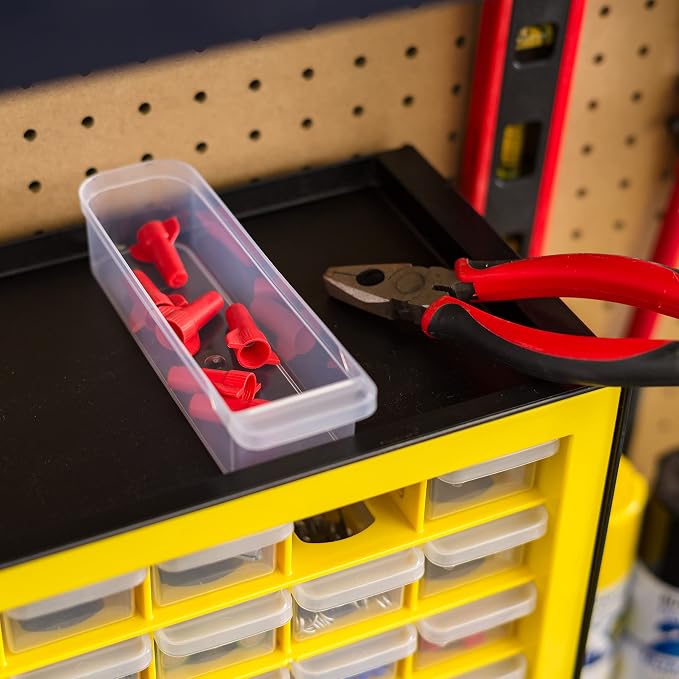 IRIS Plastic Hardware Storage Drawer, 44 Drawer Parts Cabinet - Yellow | Wall-mountable, Stackable, Building Bricks, Screws, Nuts & Bolts, Hardware, Garage Tool Storage