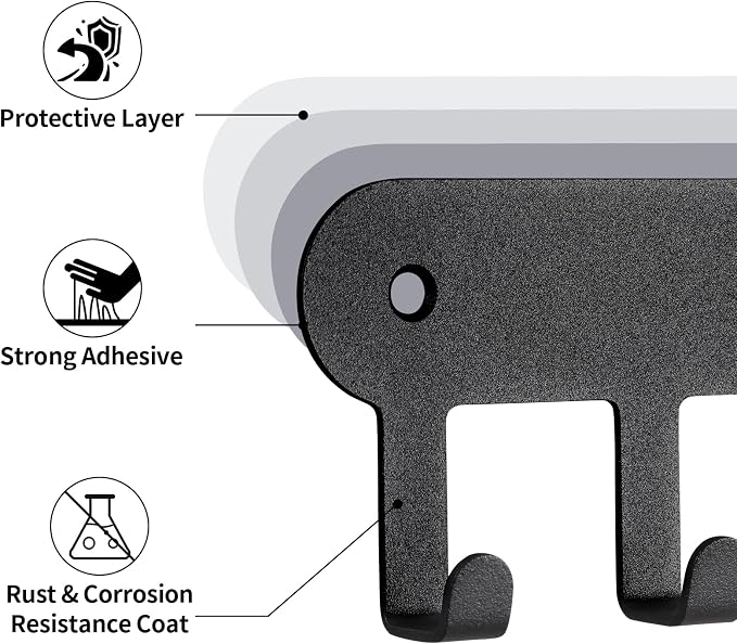 2 Pack Key Holder Wall Mount, Key Holder for Wall,Key Wall Holder | Key Hooks Hanging Keys, Key Hanger Wall Mount with 8 Hooks, Key Rack for Living Room, Kitchen, or Bathroo (Balck)