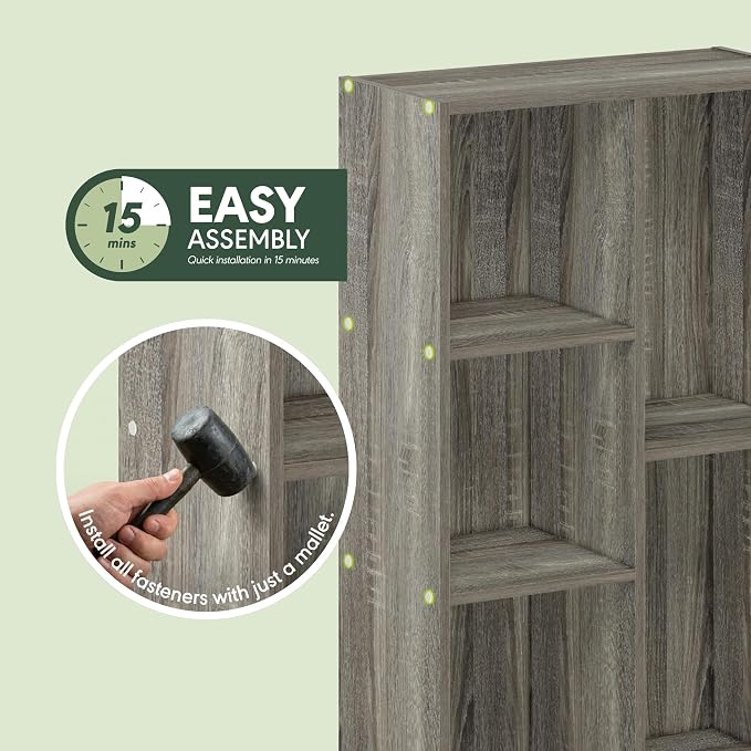 Furinno Luder 5-Cube No Tool Assembly Open Shelf, French Oak