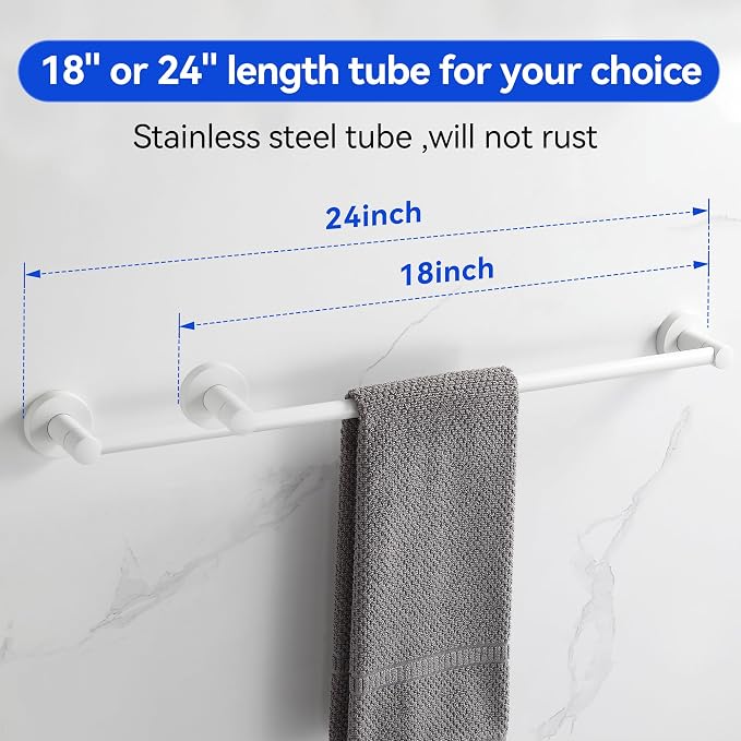 BGL Bathroom Accessories Set 4-Pieces White Zinc Alloy Wall Mounted Towel Racks for Bathroom