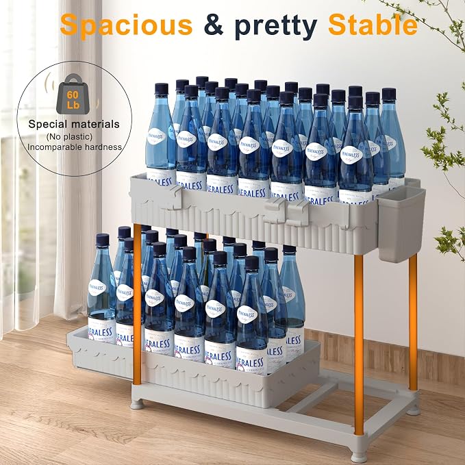 Sevenblue 3 Pack Under Sink Organizers, 2-Tier Multi-Use Kitchen and Bathroom Organizers and Storage with Sliding Drawers, Bathroom Cabinet Organizer (Gray, 14.8 Inch) | Multi-use kitchen & bathroom storage, 14.8 inch gray cabinet organizer, space-savi...