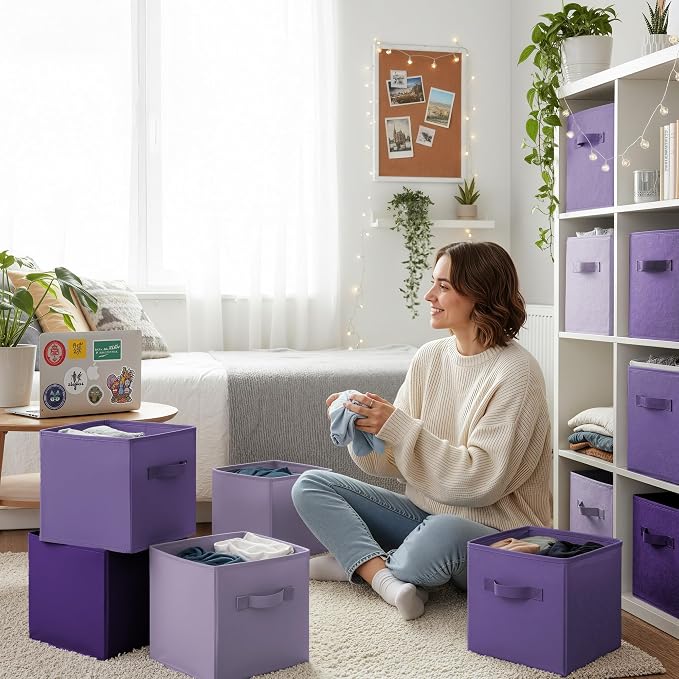 GRANNY SAYS Cube Storage Bins, 11 Inch Cube Storage Organizer, Fabric Storage Bins, Storage Cubes for Shelves, Closet, Purple Gradient, 8-Pack
