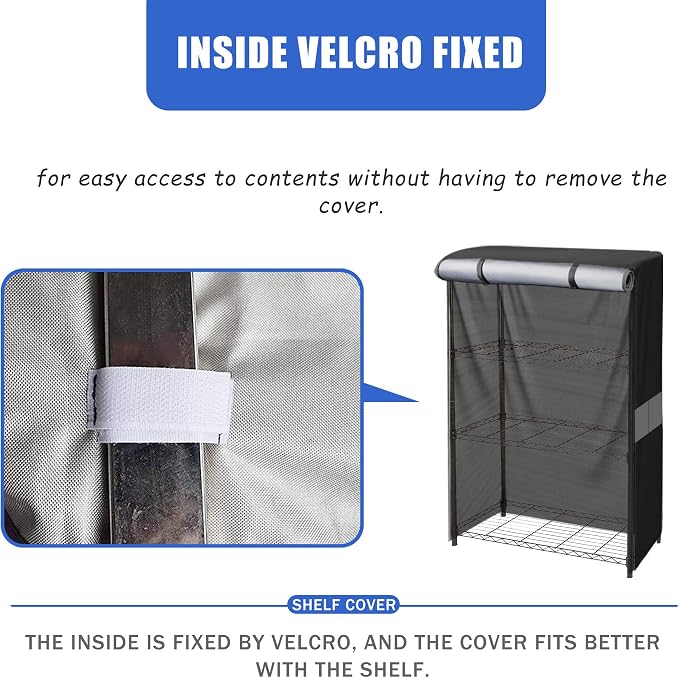 Wire Shelf Cover 60x24x72 Heavy Duty 600D Waterproof Dustproof Zipper Cover | dustproof shelf cover with zipper fits 60x24x72 metal racks for garage warehouse storage protection