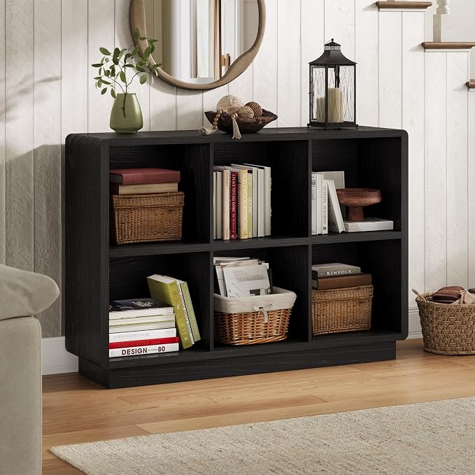 ChooChoo 6 Cube Storage Organizer, Wooden Bookcase with Storage | Cube Storage Bookshelf for Bedroom and Home Office, Black