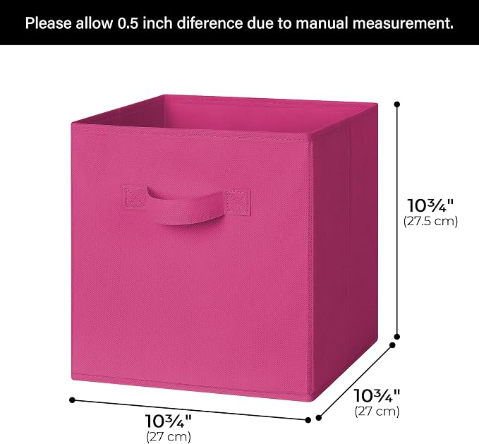 GRANNY SAYS Pink Gradient Cube Storage Bins, 11 Inch Cube Storage Organizer, Fabric Collapsible Storage Bins with Handle, Storage Cubes for Shelves, Closet, 6-Pack