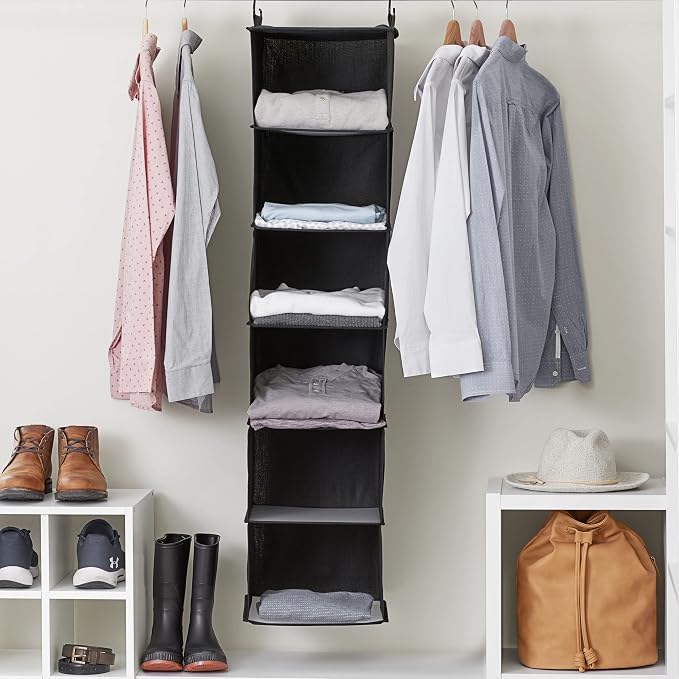 Household Essentials Black 6 Shelf Hanging Closet Organizer Shelf