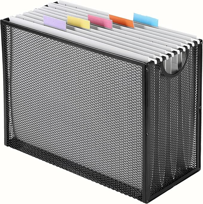 Sinboun Hanging File Organizer Includes 5 Hanging Folders for Office, Black