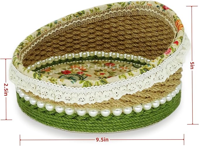 Zenpeace Hand-Woven Basket, It Can be Used for Cosmetics Storage, Perfume Storage, Lotion Storage, Cosmetics Organization and Multi-scene Decoration