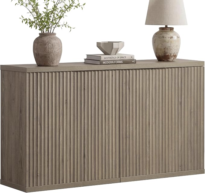 SICOTAS Buffet Cabinet with Storage Sideboard Cabinet with Doors & Shelves | Accent Sideboard Modern Credenza Fluted Storage Cabinet Mid Century Media Console for Living Room Kitchen Dining Hallway