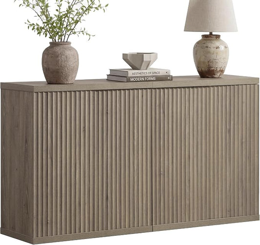 SICOTAS Buffet Cabinet with Storage Sideboard Cabinet with Doors & Shelves | Accent Sideboard Modern Credenza Fluted Storage Cabinet Mid Century Media Console for Living Room Kitchen Dining Hallway