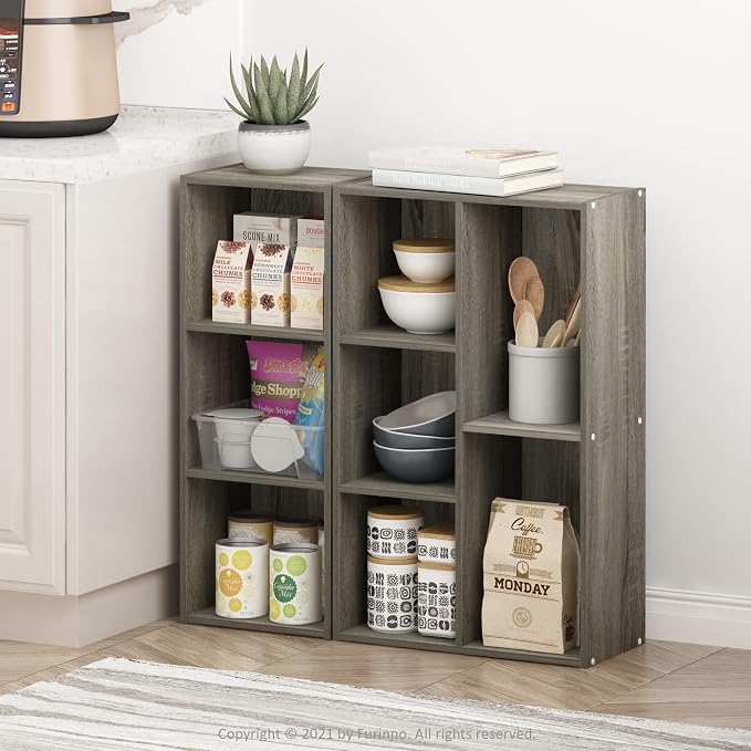 Furinno Luder 5-Cube No Tool Assembly Open Shelf, French Oak