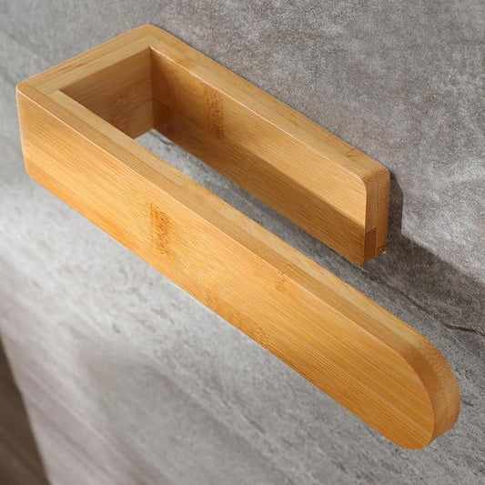 Taozun Towel Holder Bamboo Towel Rack Wooden Towel Rail Adhesive Towel Bar | Natural wood decor, Farmhouse style, Sturdy, 7.9 Inche, Easy Install, No Drill, For Bathroom/Bath/Kitchen/RV
