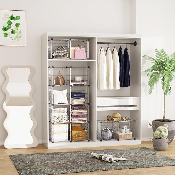 C&AHOME Wire Cube Storage, 12 - Cube Organizer Metal C Grids, Silver Gray | Modular Shelves Units Storage Bins Shelving Bookshelf Shelf Cabinet