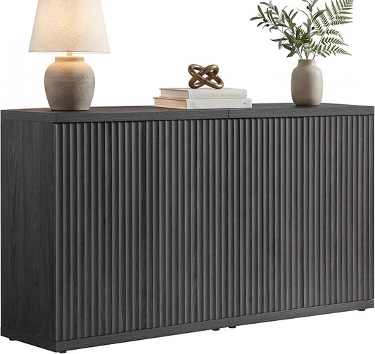 SICOTAS Buffet Cabinet with Storage Sideboard Cabinet with Doors & Shelves | Accent Sideboard Modern Credenza Fluted Storage Cabinet Mid Century Media Console for Living Room Kitchen Dining Hallway