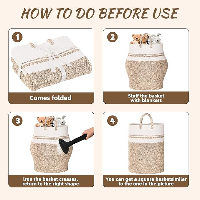 Woven Laundry Basket for Clothes, 50 L Large Rectangle Laundry Hampers with Beads Tassel, Nursery Storage Basket for Toys, Tall Dirty Clothes Hamper for Bedroom Aesthetic, Laundry Room Organization
