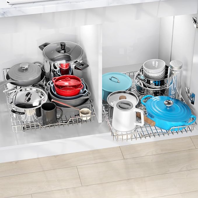Simple Houseware Under Cabinet Pull Out Sliding Shelf Drawer, 21Dx17W | for Kitchen Organizer