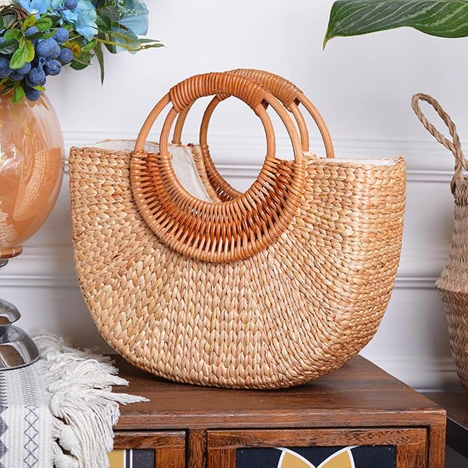 Rustic Handmade Rattan Storage Basket Wedding Flower Wicker Plant Holder S, Brown1, S