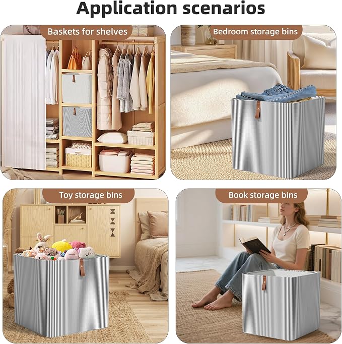 Cube Storage Bin 12x12 in- 2 Pack,Collapsible Fabric Storage Bins,Open Home Storage Bins,Baskets for organizing,For Clothing Storage,Toy Storage,Office Storage,Home Decoration