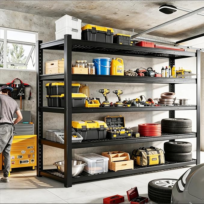 84" H Heavy Duty Wire Garage Shelving, 5-Tier Adjustable Industrial Metal Storage Shelving Unit,Standing Storage Rack for Warehouse and Basement, 24" D x 55" W x 84" H