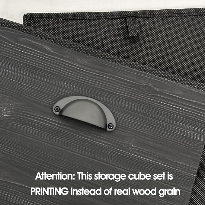 Faux Wood Grain Cube Storage Organizer Bins, 12x12 Inch Storage Cubes, Closet Cloth Baskets Box for Shelves, Set of 6