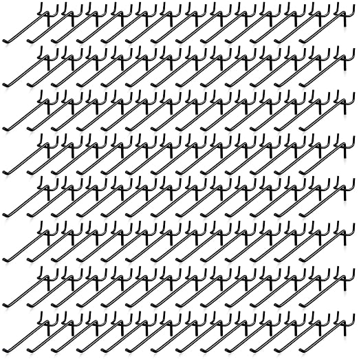 200 Pcs Peg Board Shelving Hooks Stainless Steel Hanging Board Pegs Wall Display Hooks Bulk for 1/8 1/4 Garage Storage Organizer Accessories (6 Inch,Black)
