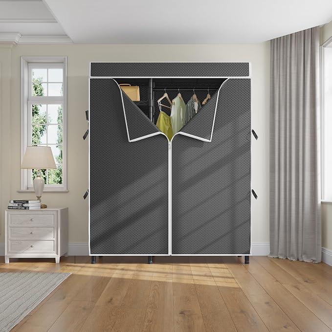 VIPEK V2C Heavy Duty Clothes Rack with Black Upgraded Polyester Cover | Metal Portable Closet with Adjustable Shelves & Hanging Rods, Freestanding Wardrobe Closet Organize for Bedroom, 700LBS