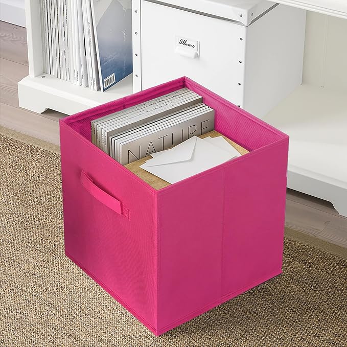 ShellKingdom Storage Bins, Foldable Fabric Storage Cube And Cloth Organizer | Storage Drawer For Closet And Toys, 13 X 13 X 13 INCH, 2 Pack (Fuchsia)