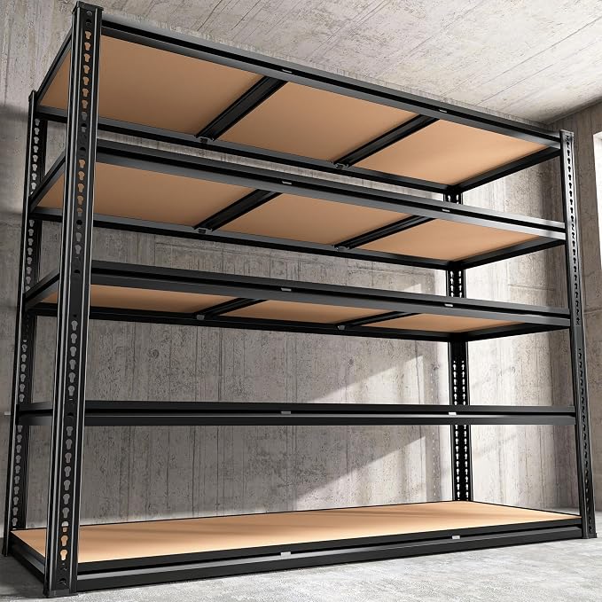 48" W Garage Shelving, Garage Storage Shelves Heavy Duty 3060LBS, 5 Tier Adjustable Metal Shelving Unit Industrial Shelving for Warehouse, Pantry, Basement, Kitchen, 72" H x 48" W x 24" D, Black
