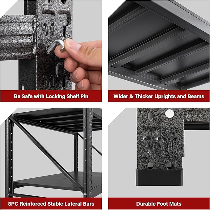 9000LBS Heavy Duty Garage Shelving Units,75" Wide & Deep Storage Shelves,Metal Garage Shelves,Large Storage Rack,Steel Shelf,Industrial Shelving for Shop,Warehouse,Basement,75" W x 24" D x 70" H