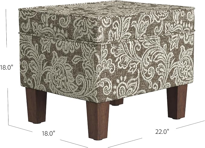 Spatial Order 22" Dinah Collection Storage Ottoman - Brown Jacobean Print