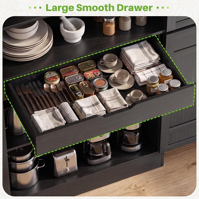 Unikito 71" Tall Kitchen Pantry Storage Cabinet with Built-in Drawer | 31.5" Wide Wood Farmhouse Storage Cabinet with Barn Doors and 3 Shelves, for Home Kitchen,Dining/Living/Laundry/Room