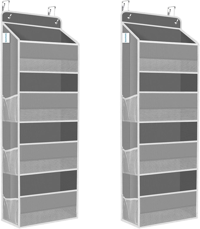 2 Pcs Over The Door Organizer Large Capacity Hanging Storage Room Organizer | 40 lb Capacity, Ultra-Sturdy, Foldable, Mesh Design with Clear Window, Space-Saving Organizer for Pantry, Nursery & Closet
