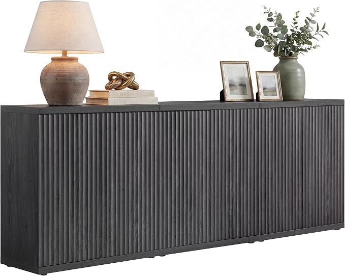 SICOTAS Buffet Cabinet with Storage Sideboard Cabinet with Doors & Shelves | Accent Sideboard Modern Credenza Fluted Storage Cabinet Mid Century Media Console for Living Room Kitchen Dining Hallway