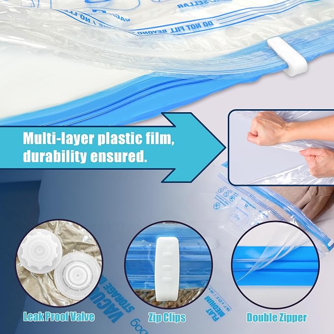 Vacuum Storage Bags Jumbo and XXL, Extra Large Vacuum Seal Bags for Bedding Blankets Comforters Clothing (3J+3XXL)