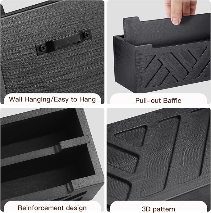 MINCORD Mail Organizer Countertop | Farmhouse Mail Holder with 2 Slots | Wood Mail Sorter Basket for Wall Table Desk | Envelope Bill Holder for Home Office Decor