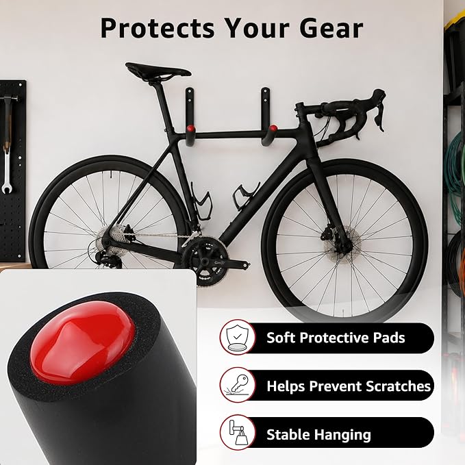 12-Piece Heavy Duty Garage Storage Hooks - 2x15” Jumbo Wall Hooks with Extended EVA Foam Padding (120 LB Capacity) + 4x3.5” Utility Hooks & 6 Storage Straps for Kayak, Paddleboard, Bike & Ladder