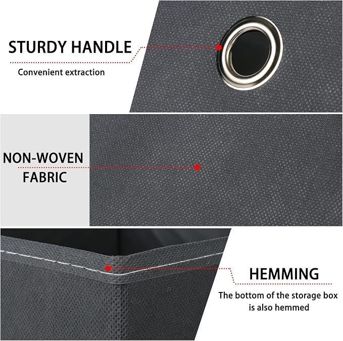 Foldable Storage Cubes Bins ,11 Inch Cloth Storage Cube Fabric Storage Box Cubes Organizer Baskets with Dual Handles for Home Organizer Set of 6 (Grey)