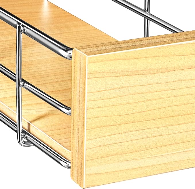 LYNK PROFESSIONAL® SELECT™ Pull Out Under Sink Kitchen Cabinet Organizer - 11.5 in. x 21 inch deep Drawer - Sliding Shelf Organizer and Undersink Storage Shelves - Lifetime Ltd. Warranty – Chrome