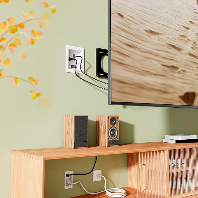 Mount-It in-Wall TV Cable Management Kit, USB-C, Dual Outlet, Cord Hider | ETL Certified Recessed Power with USB-A, 9ft Behind-Wall and 5ft External Cords, DIY Install, Wire Hider for Wall Mounted