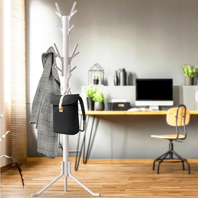 Simple Houseware Standing Coat/Hat Hanger Tree Shaped Rack, 18 Hooks, White | For Entryway, Bedroom, and Hallway