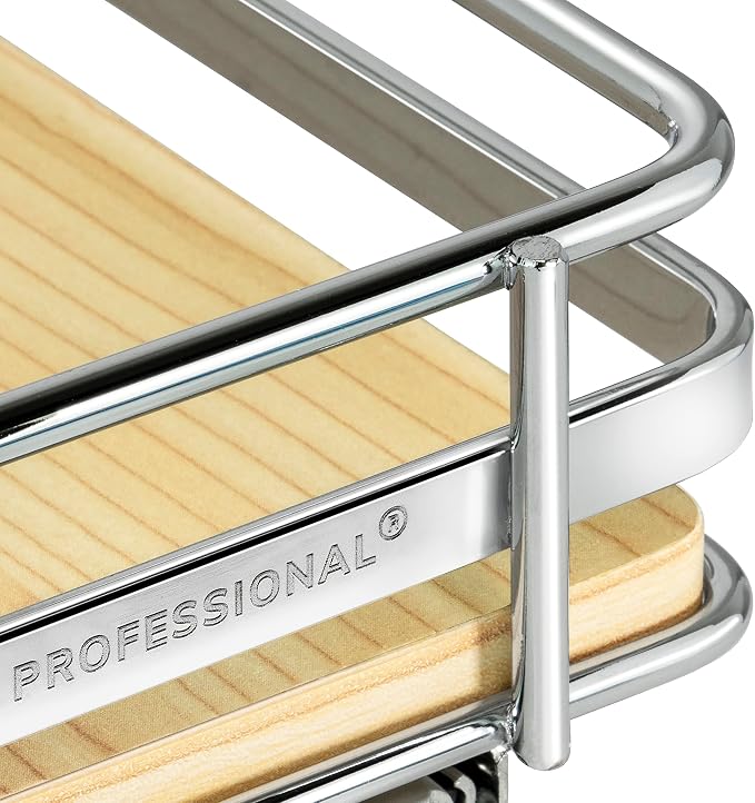 LYNK PROFESSIONAL® Élite™ Pull Out Spice Organization for Cabinets - 8-3/8 inch Wide – Spice Rack for Inside Cabinets – Wood/Chrome - Sliding Spice Rack Organizer for cabinet – Spice Rack - 1 Tier