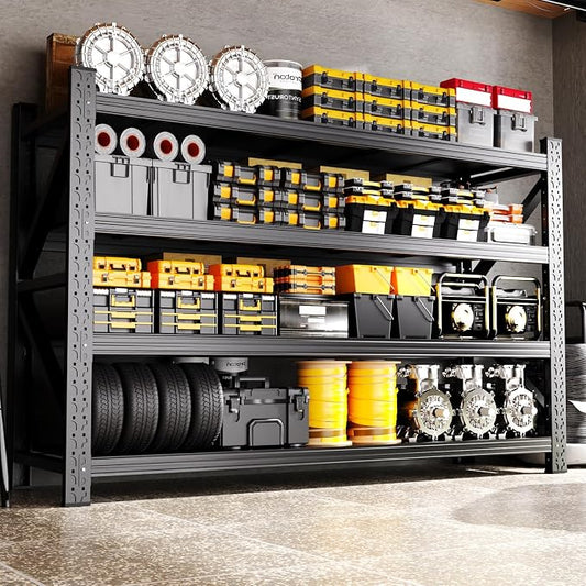 79" W Heavy Duty Storage Shelves, 4T Adjustable Garage Shelving Unit,Rust Proof Large Metal Storage Rack 24" D x 79" W x 74" H, Industrial Shelving for Warehouse, Basement, Shop, Supermarket