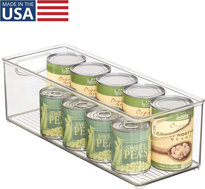 iDesign Plastic Stackable Pantry Bin with Handles, Clear | For Cabinets or Fridge, Made in USA